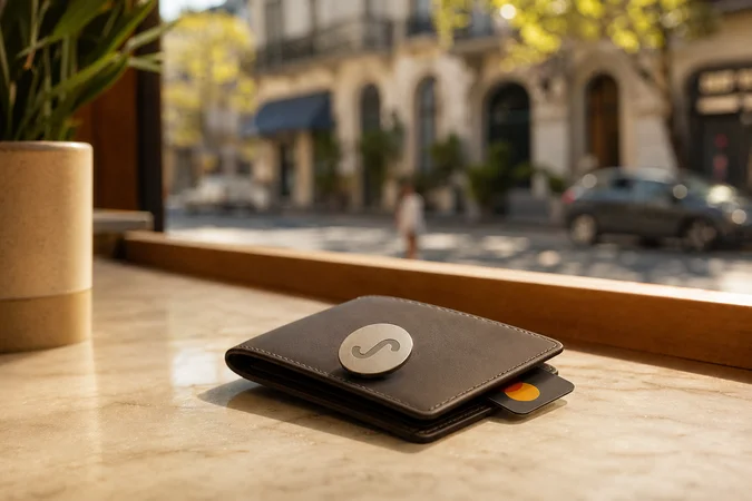 Cartera minimalista con Mastercard parcialmente visible y token Ualá