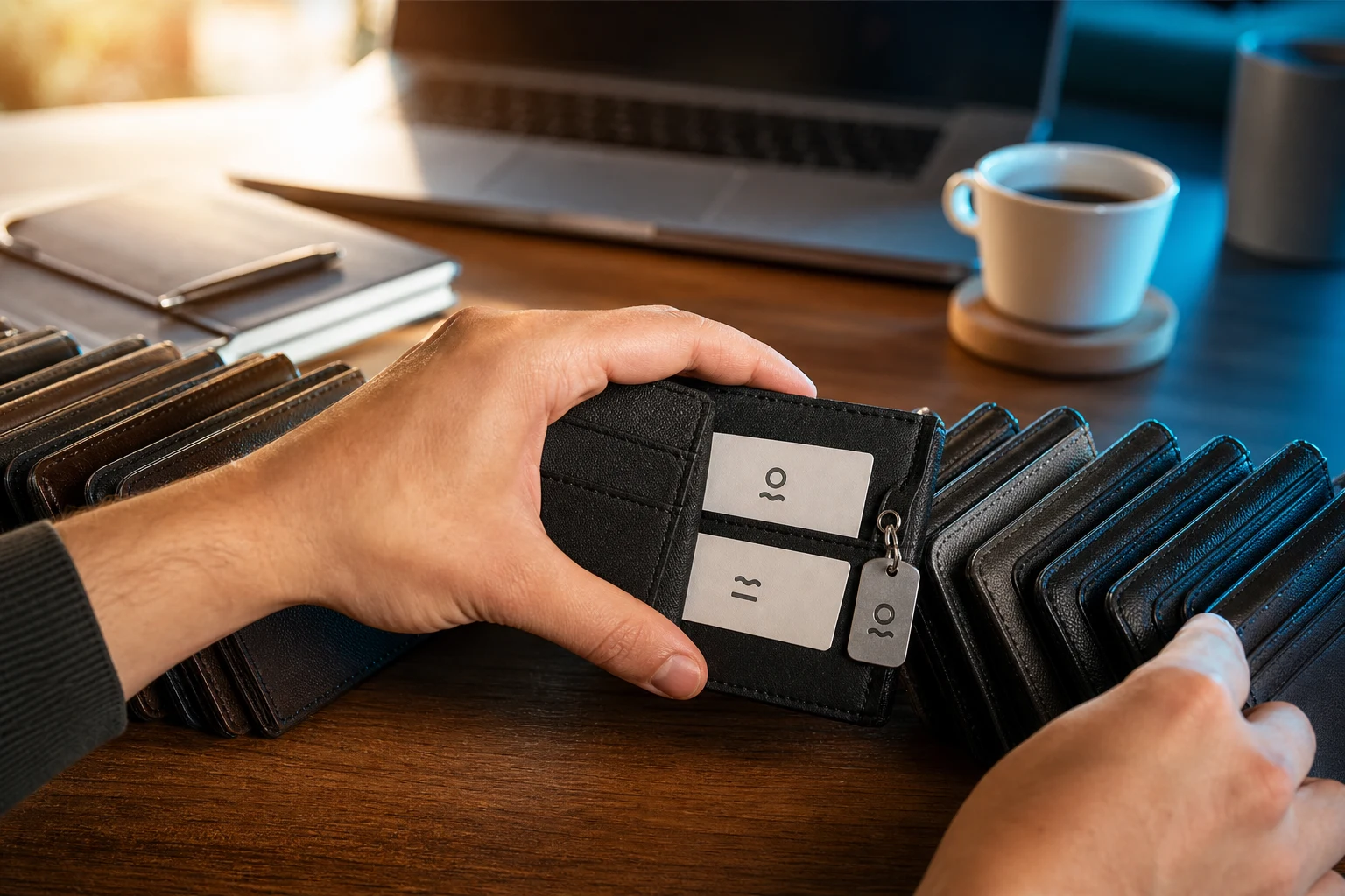 Manos entre carteras abiertas muestran tarjetas con glifos CVU alias