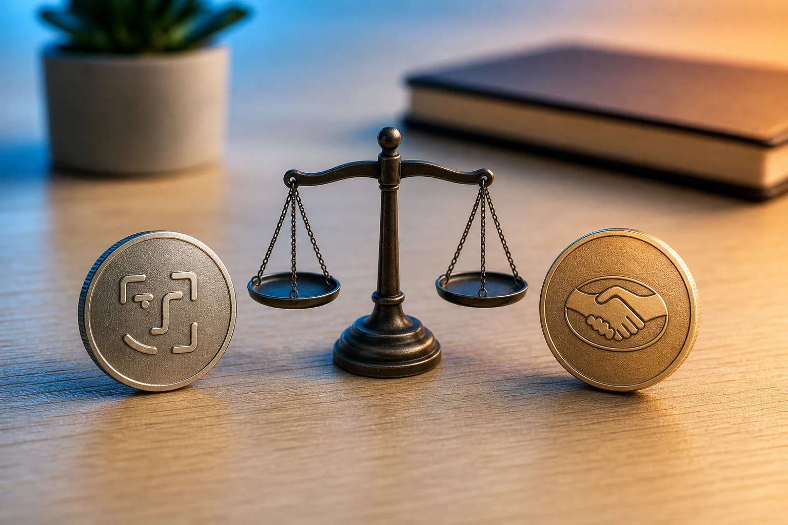 Monedas con iconos Cuenta DNI y Mercado Pago entre balanza